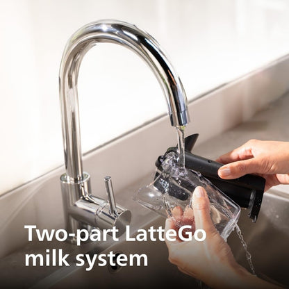 Macchina per caffè espresso Premium, 12 caffè caldi/freddi, sistema LatteGo, macinacaffè in ceramica, cromo nero