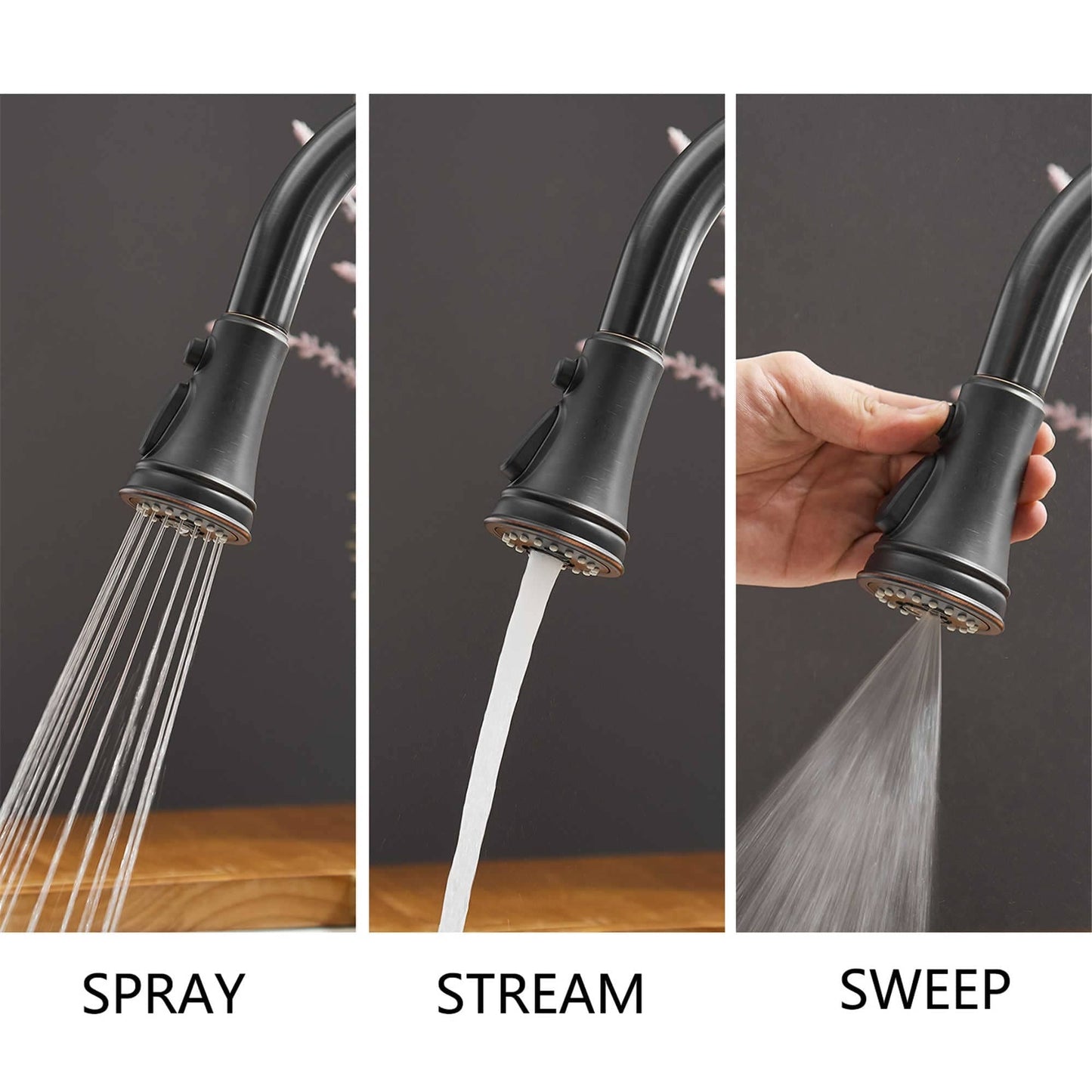 Rubinetto da cucina estraibile, maniglia singola, moderno, un foro, rubinetto per lavello da cucina con spruzzatore estraibile, rubinetto per lavabo con piastra di copertura