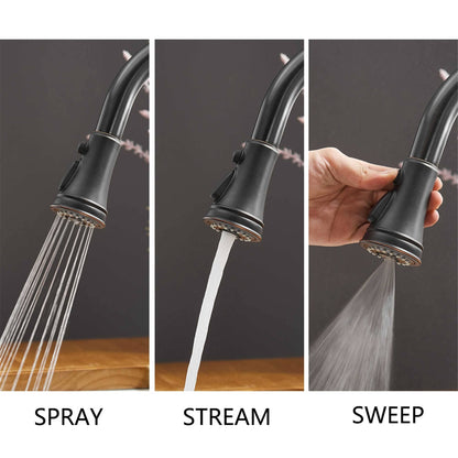 Rubinetto da cucina estraibile, maniglia singola, moderno, un foro, rubinetto per lavello da cucina con spruzzatore estraibile, rubinetto per lavabo con piastra di copertura