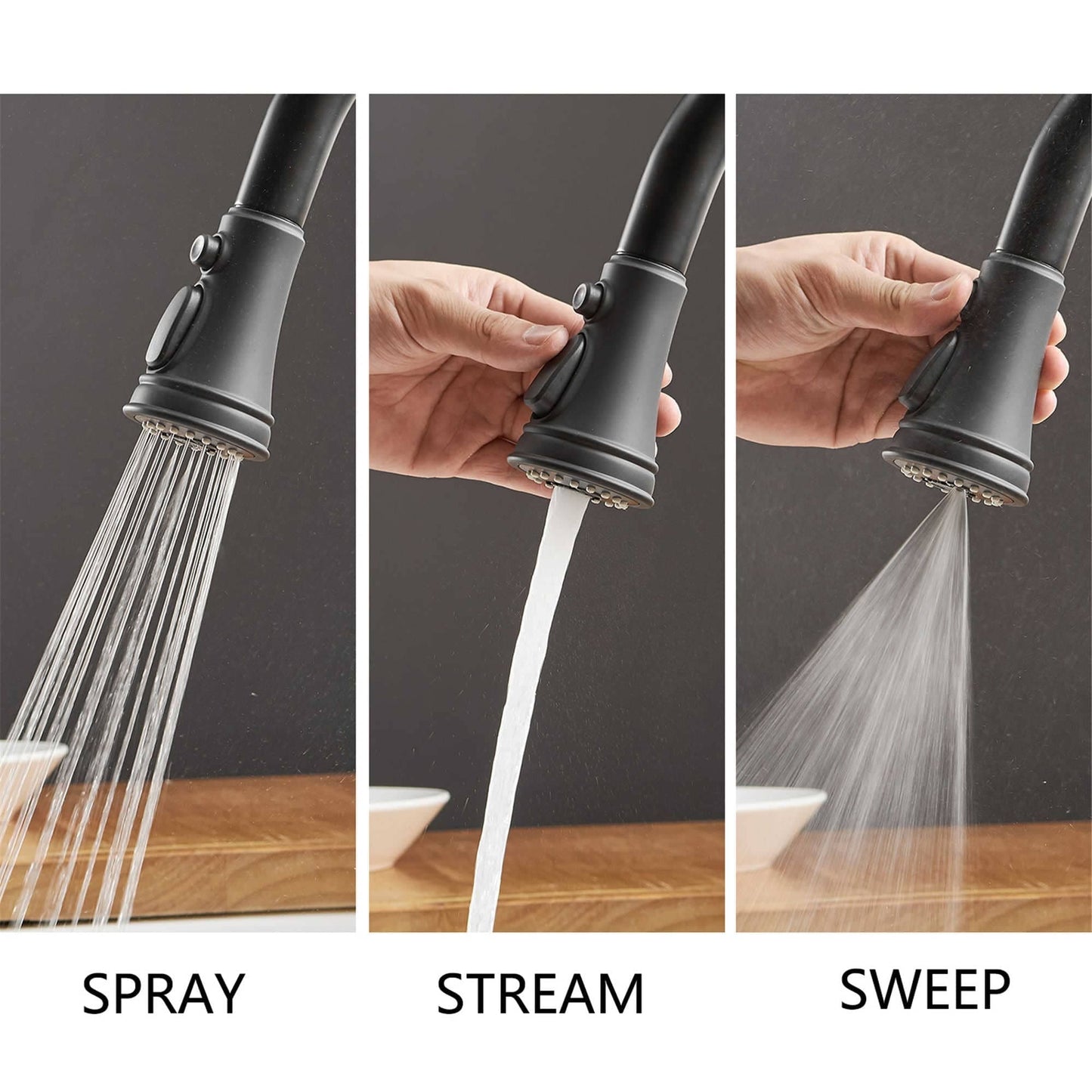 Rubinetto da cucina estraibile, maniglia singola, moderno, un foro, rubinetto per lavello da cucina con spruzzatore estraibile, rubinetto per lavabo con piastra di copertura