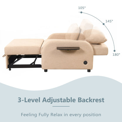 Divano letto estraibile 3 in 1 con tavolo a 2 ali