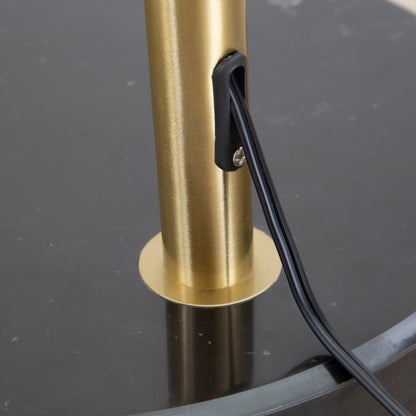 Lampada da terra ad arco regolabile in acciaio Q-Max 81 con paralume extra large e base in marmo