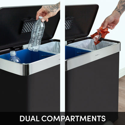 Qualiazero 16 Gal (unità doppia da 8 Gal) Contenitore rettangolare per il riciclaggio - Acciaio inossidabile