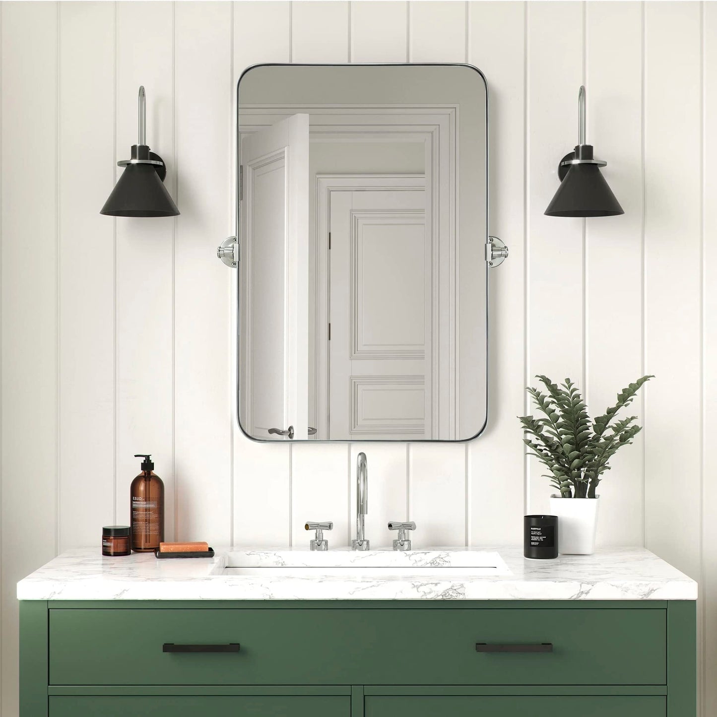 Specchio da parete in metallo girevole e inclinabile rettangolare Jonathan TEHOME