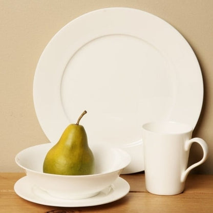 Servizio da tavola da 16 pezzi in porcellana bone china con bordo rosso vaniglia