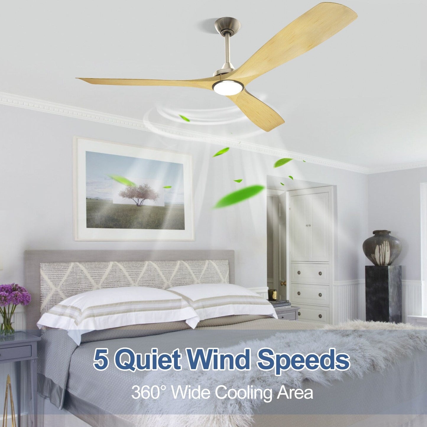 Ventilatore da soffitto con luci a filo e telecomando