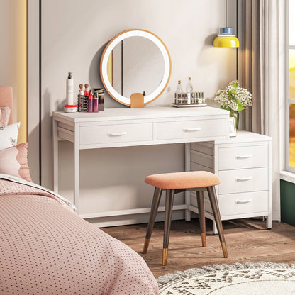 Scrivania per computer reversibile con 5 cassetti, scrivania per ufficio con cassetto per schedario e supporto per stampante