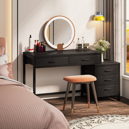 Scrivania per computer reversibile con 5 cassetti, scrivania per ufficio con cassetto per schedario e supporto per stampante