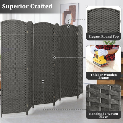 Divisorio per ambienti, divisorio pieghevole in fibra intrecciata, alto 6 piedi, indipendente