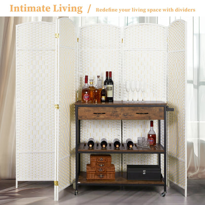 Divisorio per ambienti, divisorio pieghevole in fibra intrecciata, alto 6 piedi, indipendente