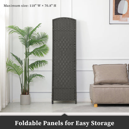 Divisorio per ambienti, divisorio pieghevole in fibra intrecciata, alto 6 piedi, indipendente