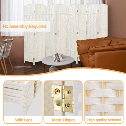 Divisorio per ambienti, divisorio pieghevole in fibra intrecciata, alto 6 piedi, indipendente