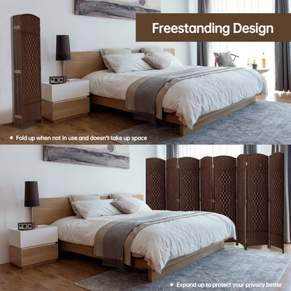 Divisorio per ambienti, divisorio pieghevole in fibra intrecciata, alto 6 piedi, indipendente