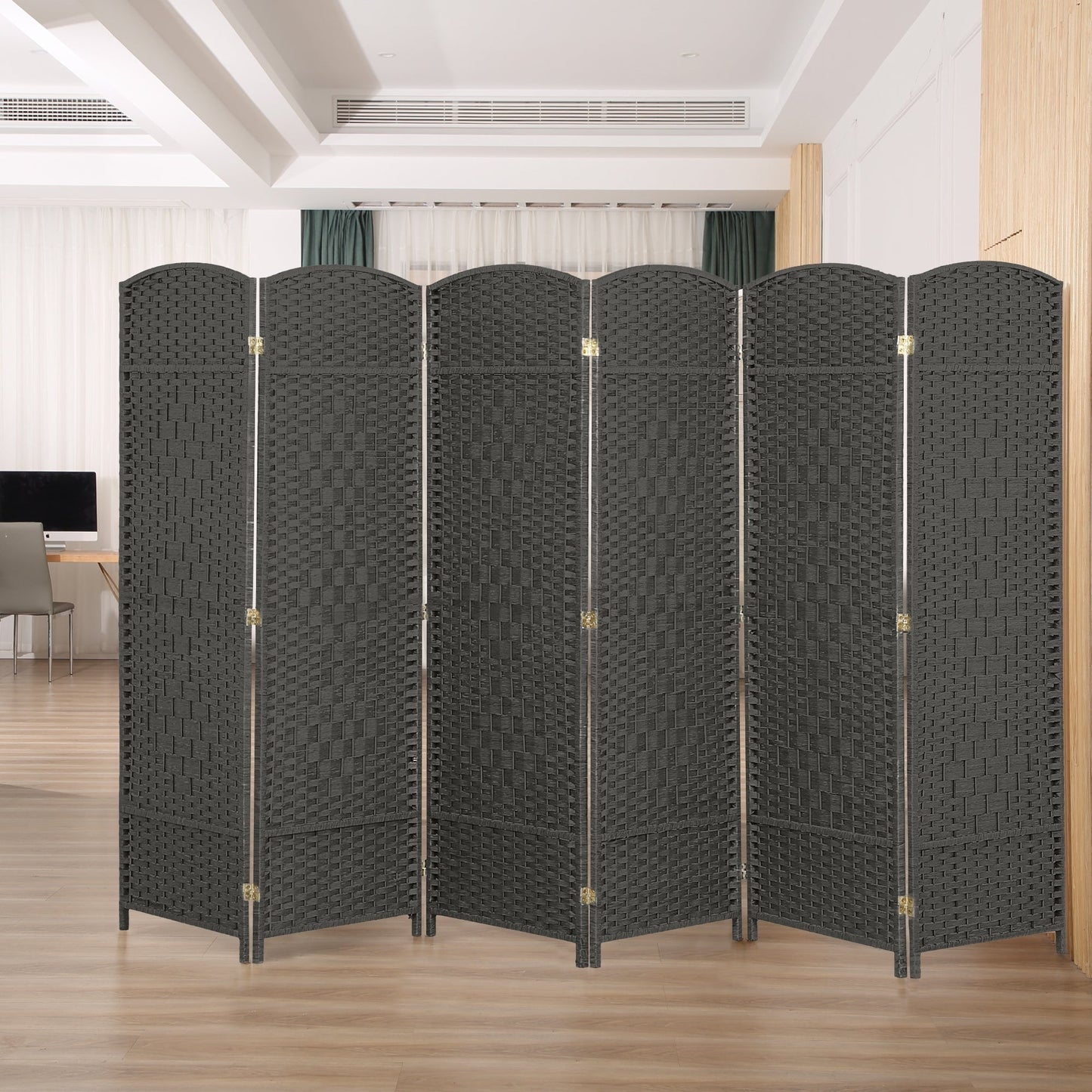 Divisorio per ambienti, divisorio pieghevole in fibra intrecciata, alto 6 piedi, indipendente