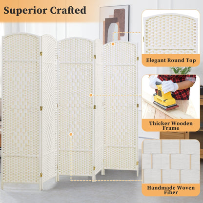 Divisorio per ambienti, divisorio pieghevole in fibra intrecciata, alto 6 piedi, indipendente