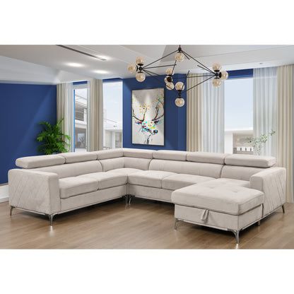 Divano componibile oversize Roomfitters 122 con chaise longue contenitore, divano contemporaneo a 7 posti a forma di U