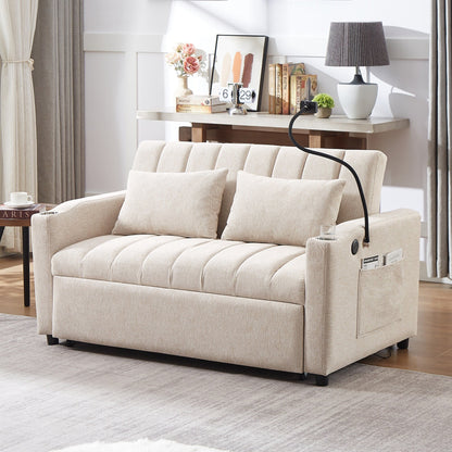 Divano letto trasformabile Roomfitters con porte USB, tasche laterali, portabicchieri e supporto girevole per telefono per il soggiorno