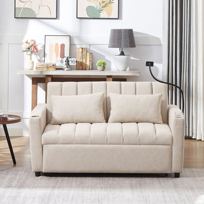 Divano letto trasformabile Roomfitters con porte USB, tasche laterali, portabicchieri e supporto girevole per telefono per il soggiorno