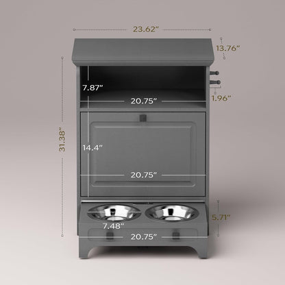 Stazione di alimentazione per cani Roomfitters con 2 ciotole rialzate per cani, stazione di alimentazione per animali domestici inclinabile