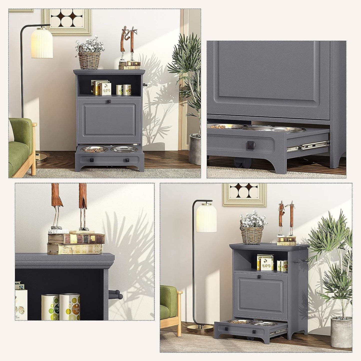 Stazione di alimentazione per cani Roomfitters con 2 ciotole rialzate per cani, stazione di alimentazione per animali domestici inclinabile