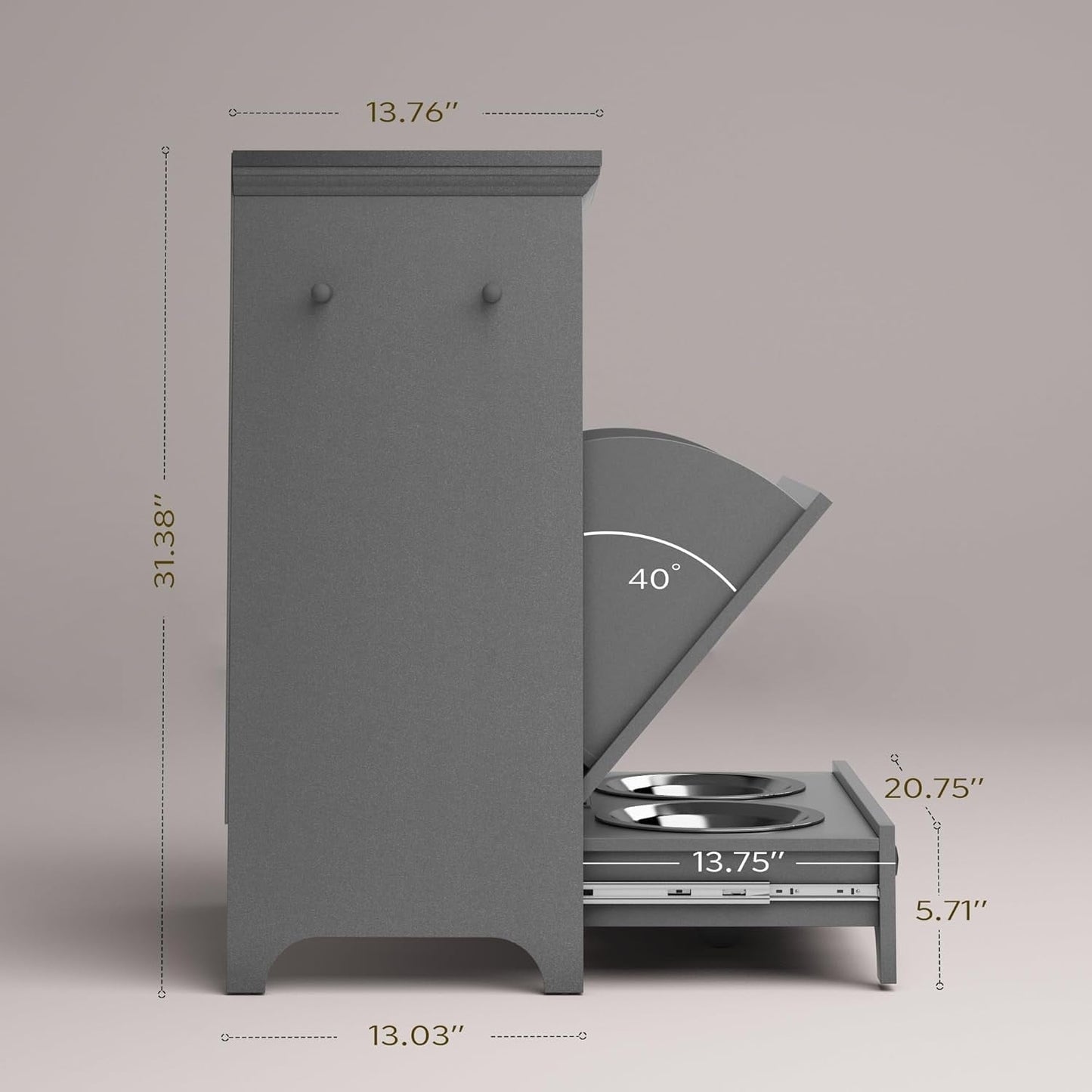 Stazione di alimentazione per cani Roomfitters con 2 ciotole rialzate per cani, stazione di alimentazione per animali domestici inclinabile