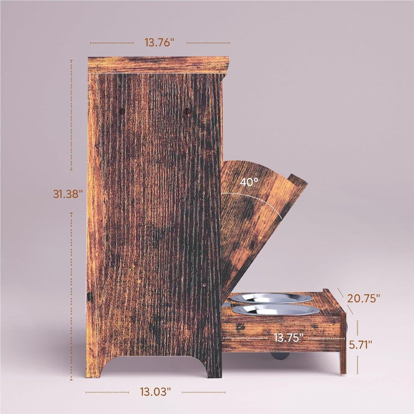 Stazione di alimentazione per cani Roomfitters con 2 ciotole rialzate per cani, stazione di alimentazione per animali domestici inclinabile