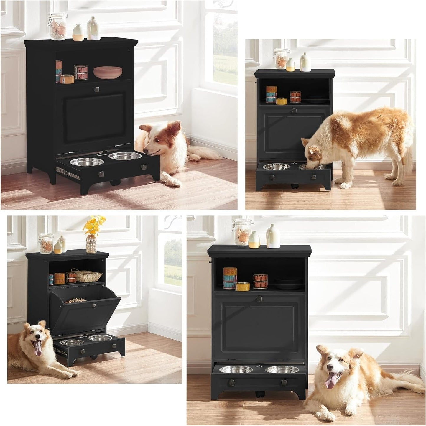 Stazione di alimentazione per cani Roomfitters con 2 ciotole rialzate per cani, stazione di alimentazione per animali domestici inclinabile