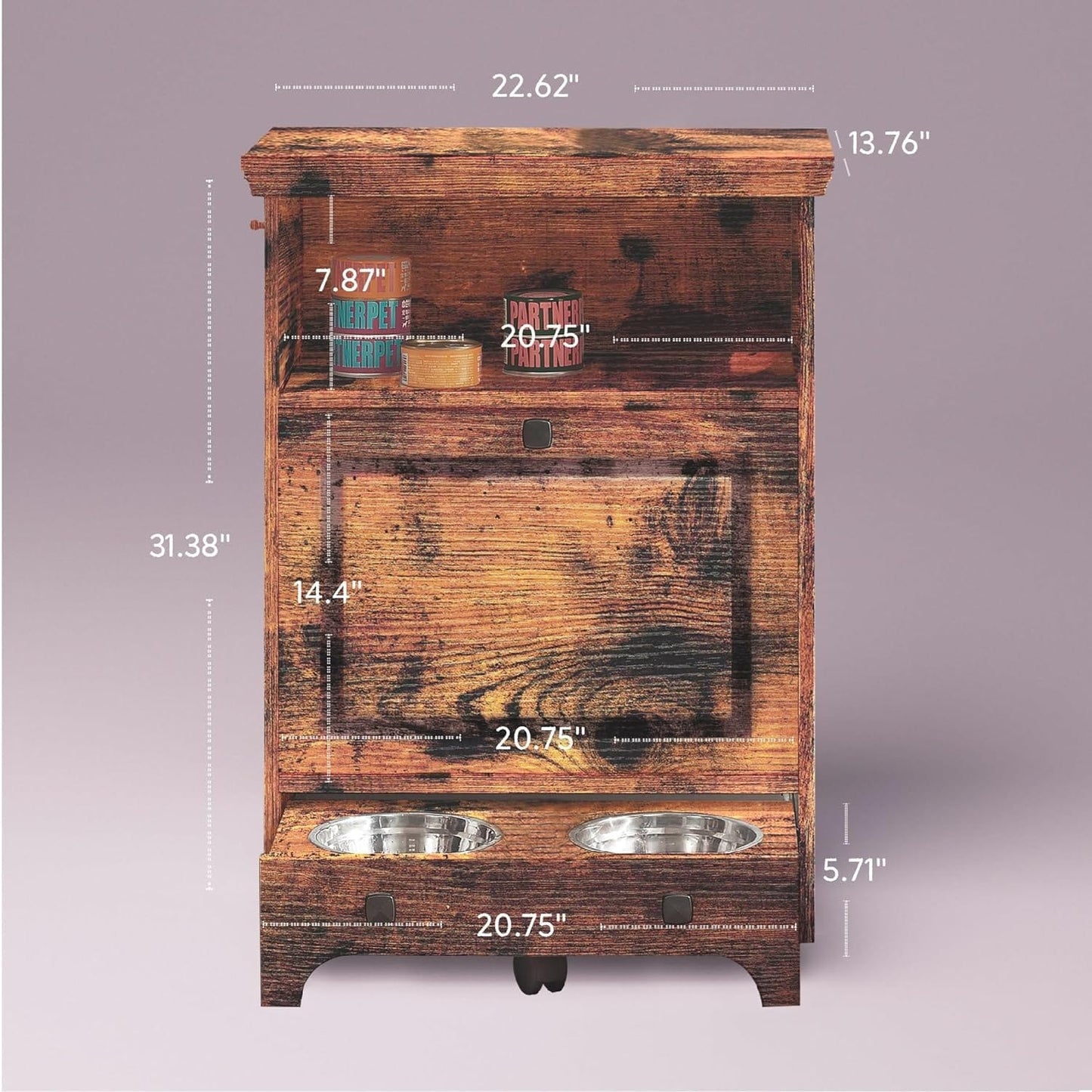 Stazione di alimentazione per cani Roomfitters con 2 ciotole rialzate per cani, stazione di alimentazione per animali domestici inclinabile