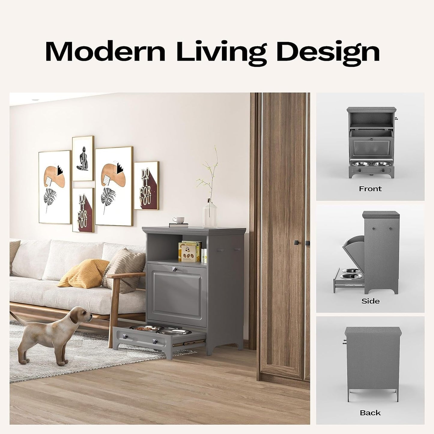 Stazione di alimentazione per cani Roomfitters con 2 ciotole rialzate per cani, stazione di alimentazione per animali domestici inclinabile