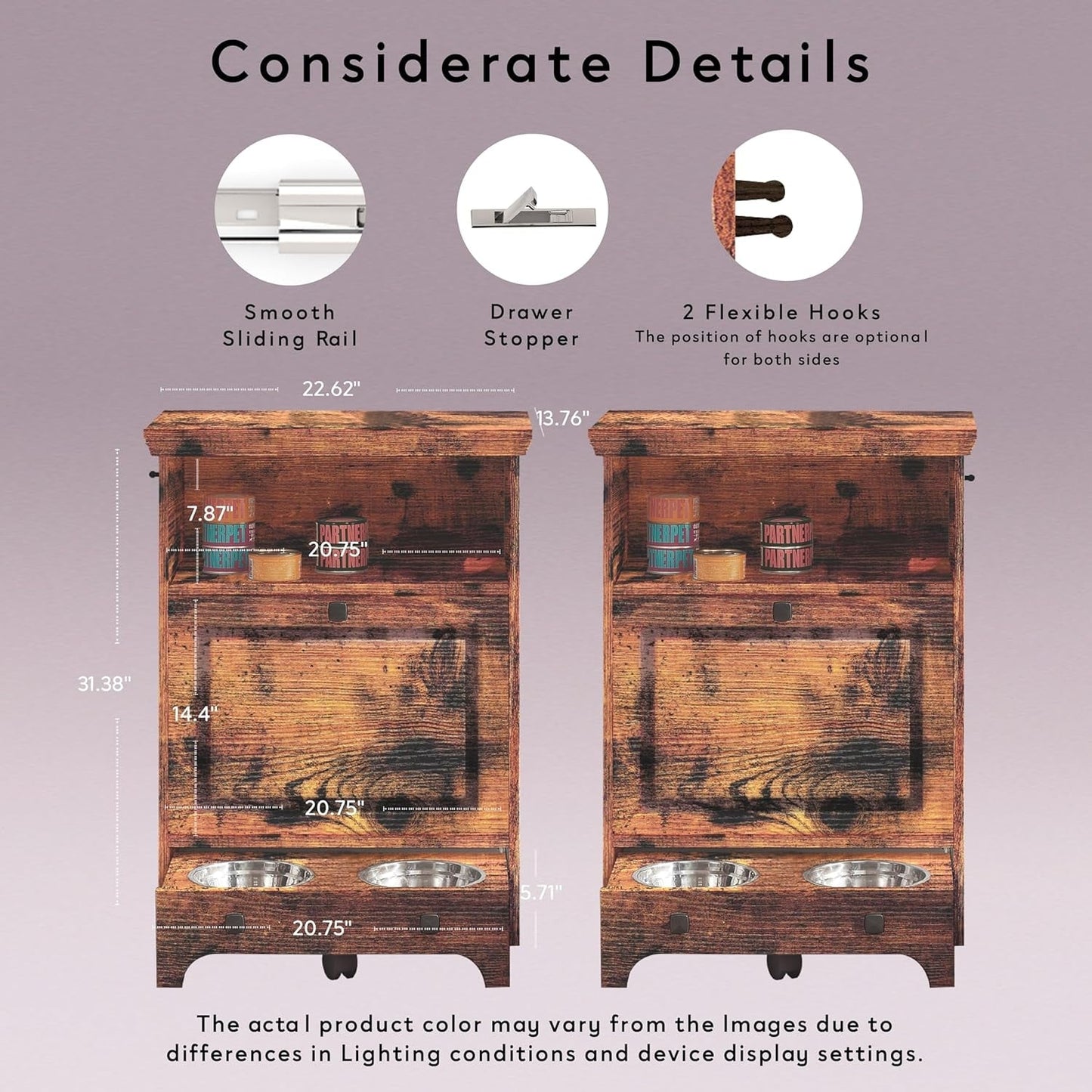 Stazione di alimentazione per cani Roomfitters con 2 ciotole rialzate per cani, stazione di alimentazione per animali domestici inclinabile