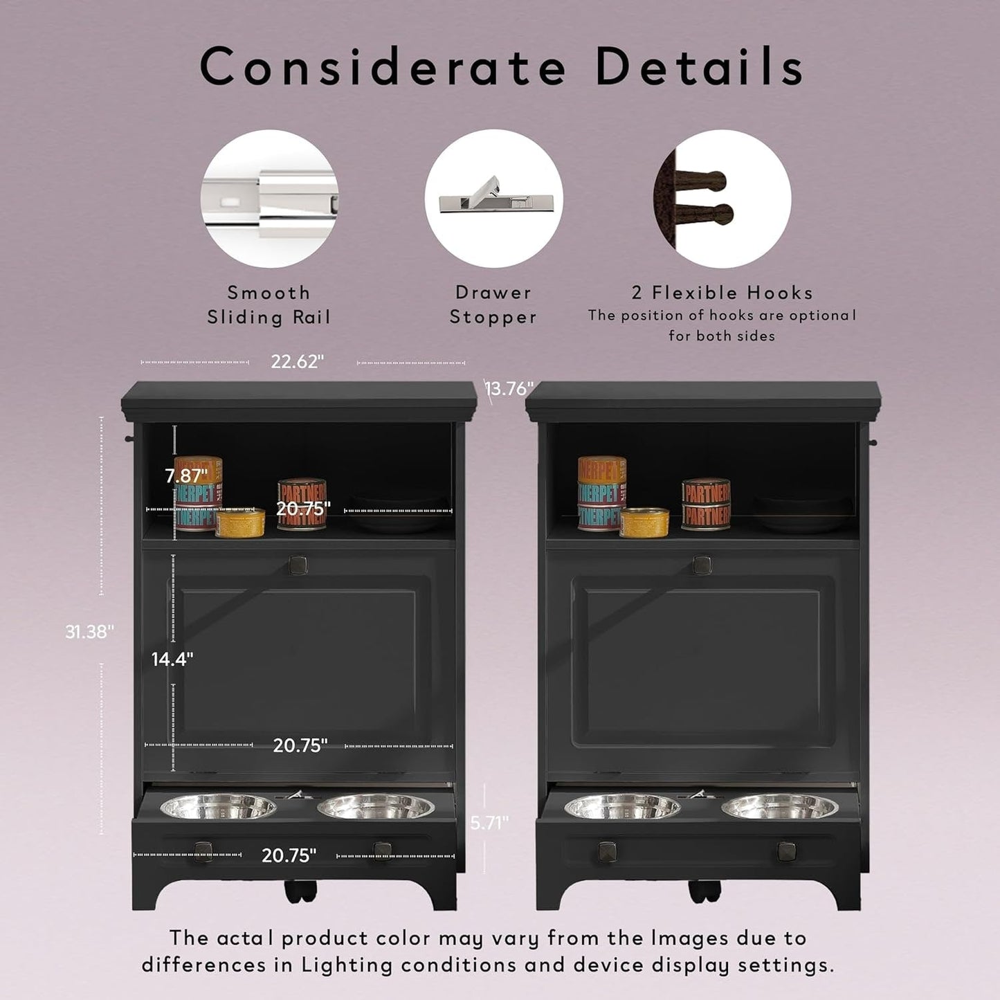 Stazione di alimentazione per cani Roomfitters con 2 ciotole rialzate per cani, stazione di alimentazione per animali domestici inclinabile