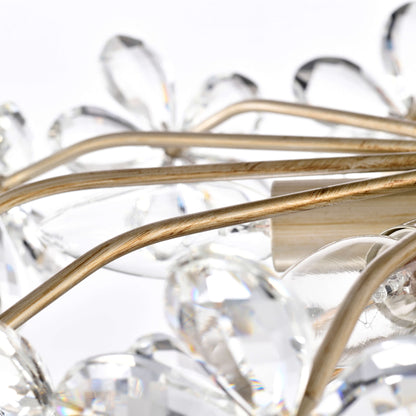 Lampada da soffitto a 6 luci Rosa in cristallo color champagne spazzolato color argento - 17,7 pollici di diametro x 8,7 pollici di altezza