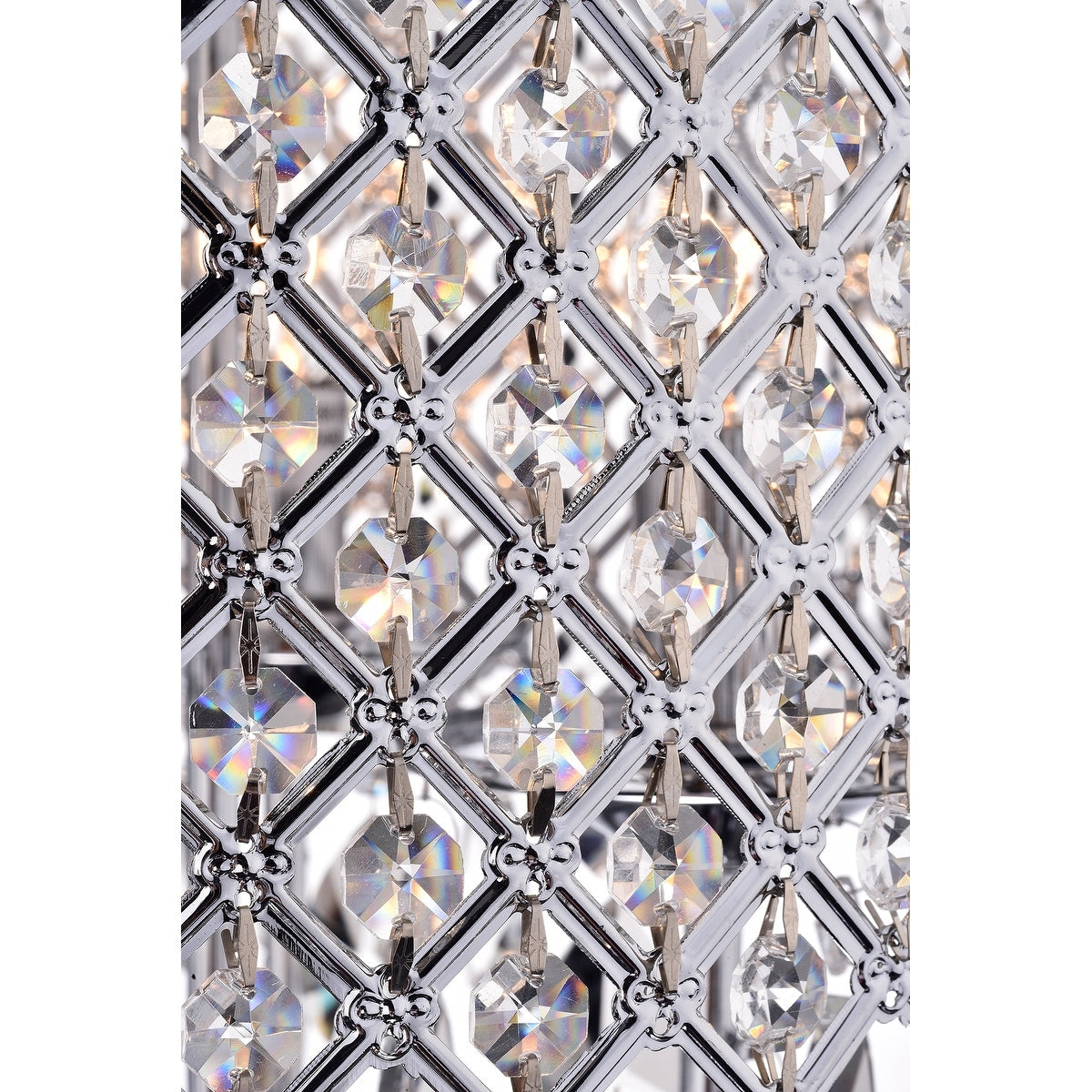 Lampadario a tamburo con perline rotonde e cristalli pendenti