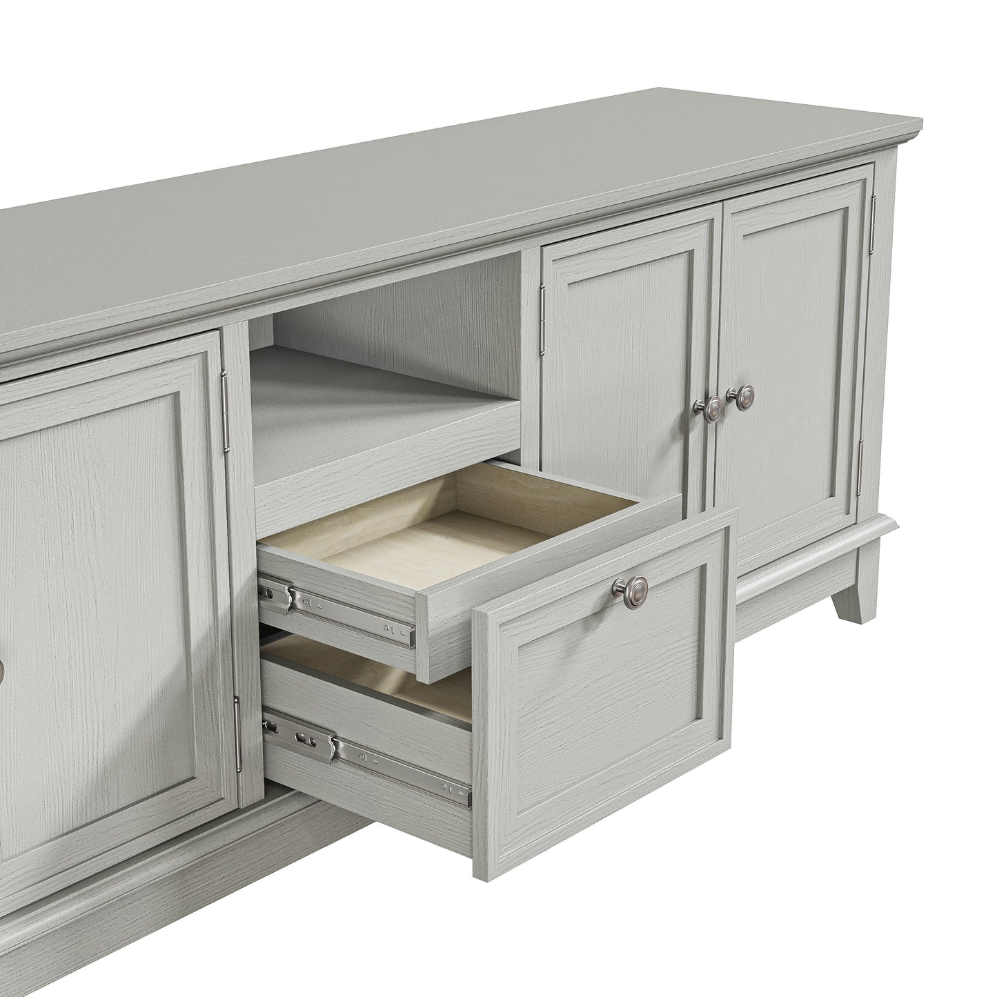 Mobile TV rustico da 72 pollici con ripiani regolabili, spazio nascosto - Larghezza 72 pollici