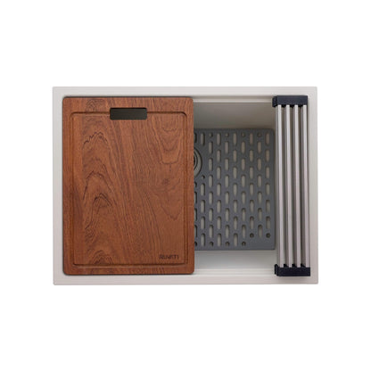 Ruvati epiRock Workstation da 25 pollici, lavello da lavanderia sottotop bianco caldo - RVG2321WB