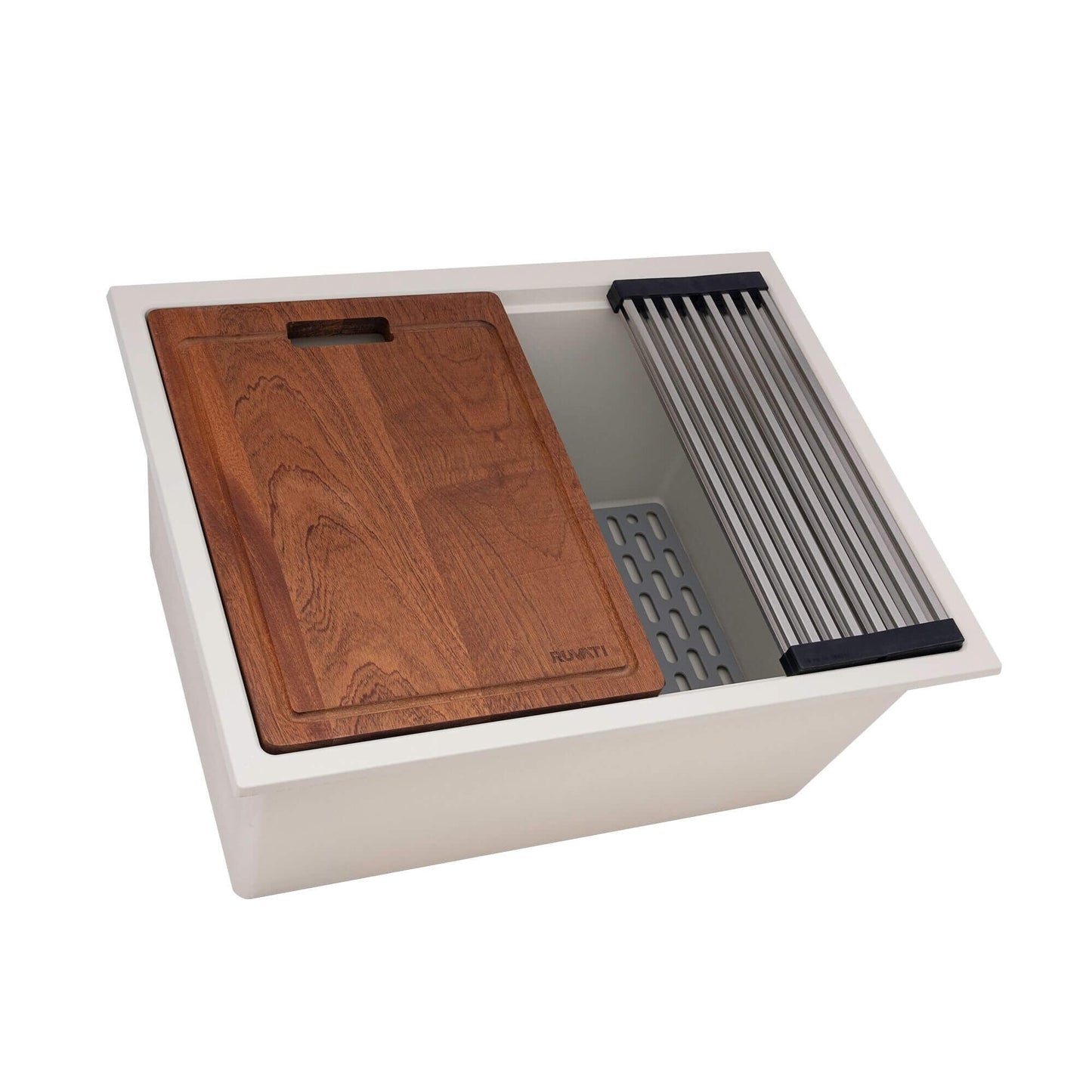 Ruvati epiRock Workstation da 25 pollici, lavello da lavanderia sottotop bianco caldo - RVG2321WB