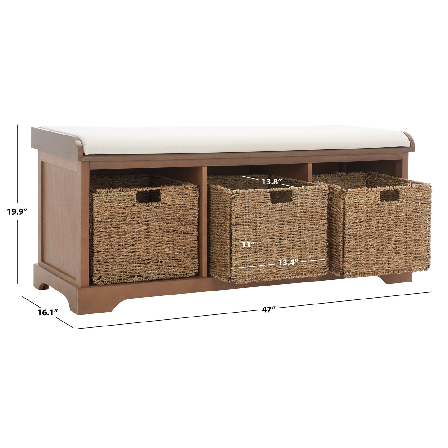 Panca contenitore SAFAVIEH Eola grigio/bianco - 47 x 16,1 x 19,9 - 47Lx16Px20A