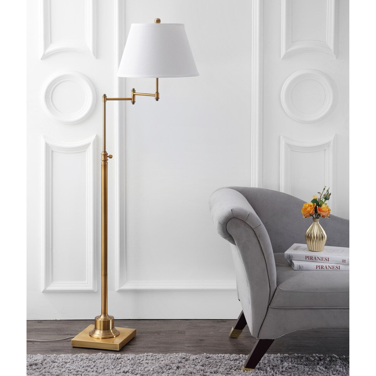 Lampada da terra girevole SAFAVIEH Lighting Tracee da 60 pollici, color oro - 16x16x54,5-68,5 - 16Wx16Dx69H