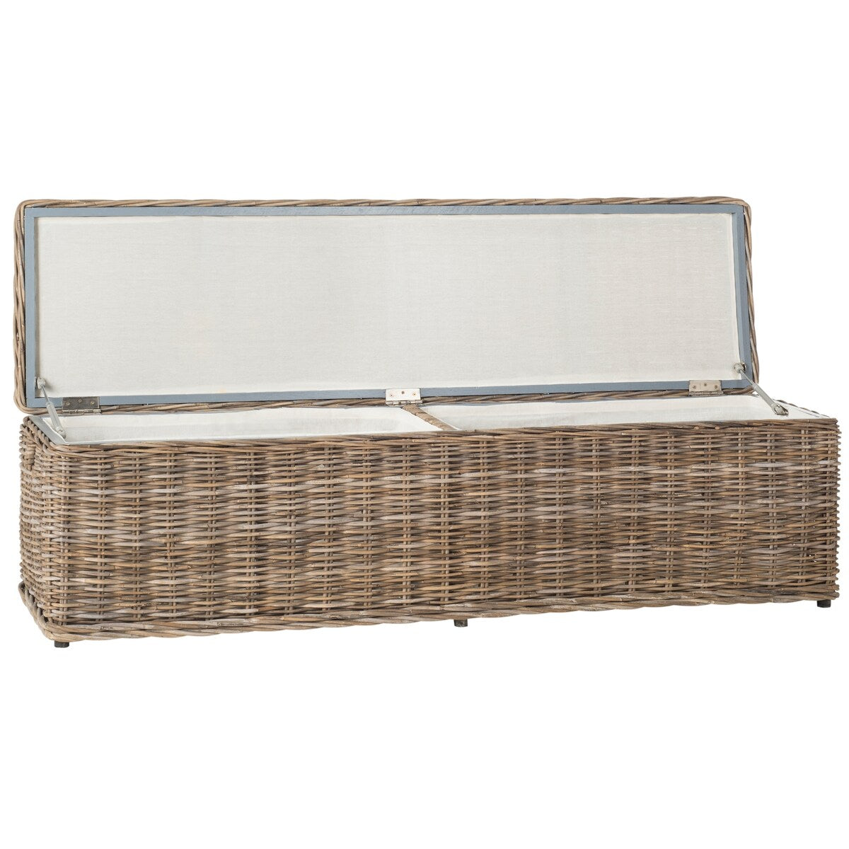 Baule portaoggetti in rattan naturale grigio Marcelien SAFAVIEH - 63 x 18,1 x 18,7 - 63Lx18Px19A