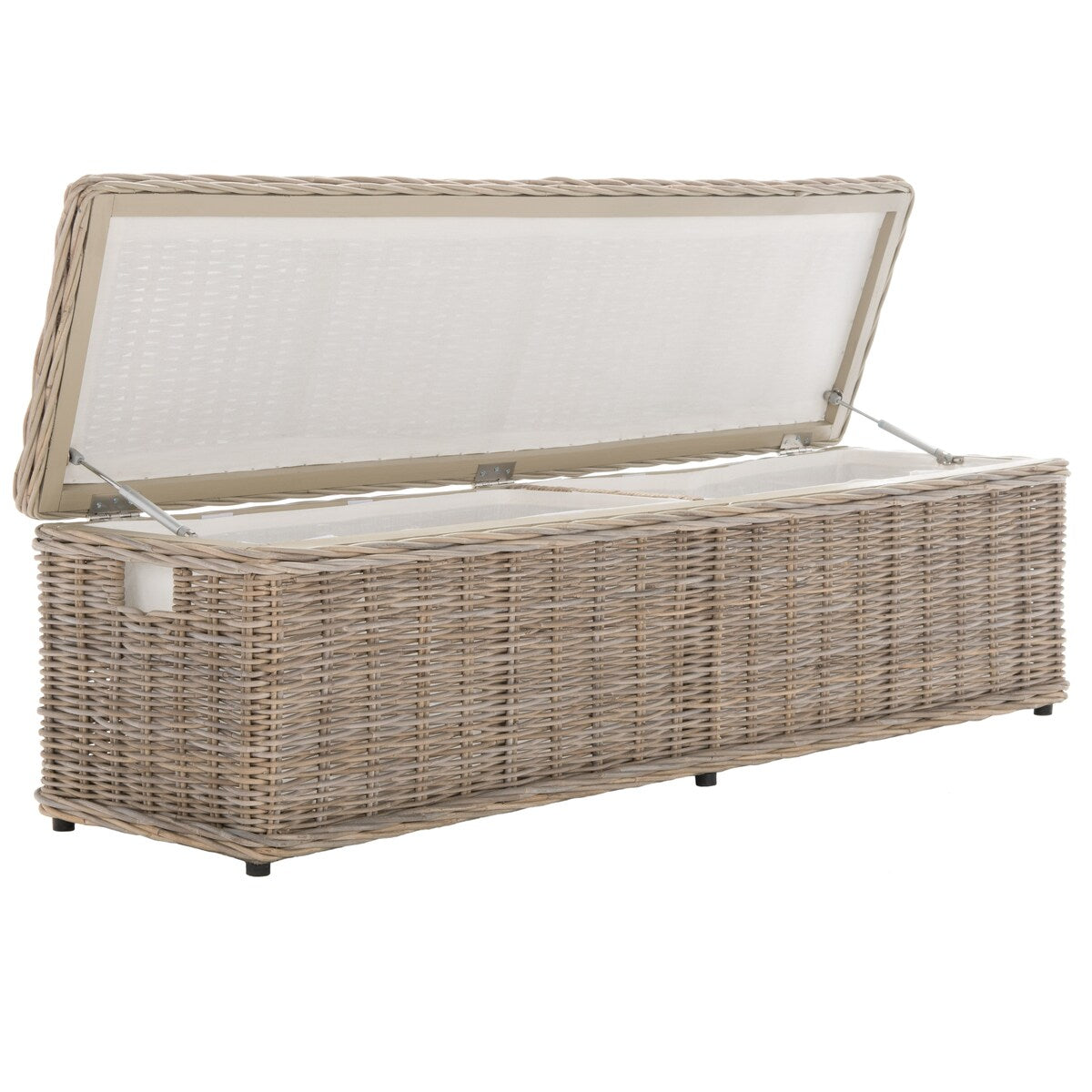 Baule portaoggetti in rattan naturale grigio Marcelien SAFAVIEH - 63 x 18,1 x 18,7 - 63Lx18Px19A