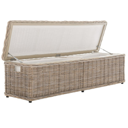 Baule portaoggetti in rattan naturale grigio Marcelien SAFAVIEH - 63 x 18,1 x 18,7 - 63Lx18Px19A