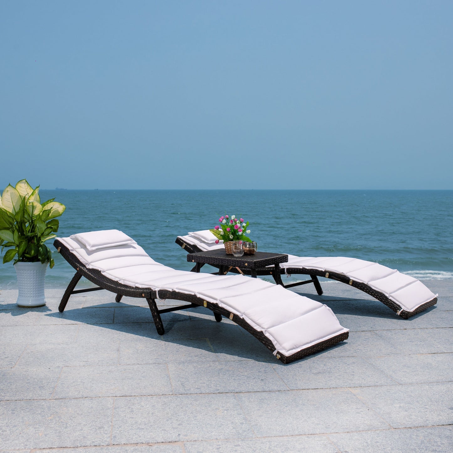 SAFAVIEH Set di lettini prendisole da esterno Blaguna da 3 pezzi - 83Lx20Px24A