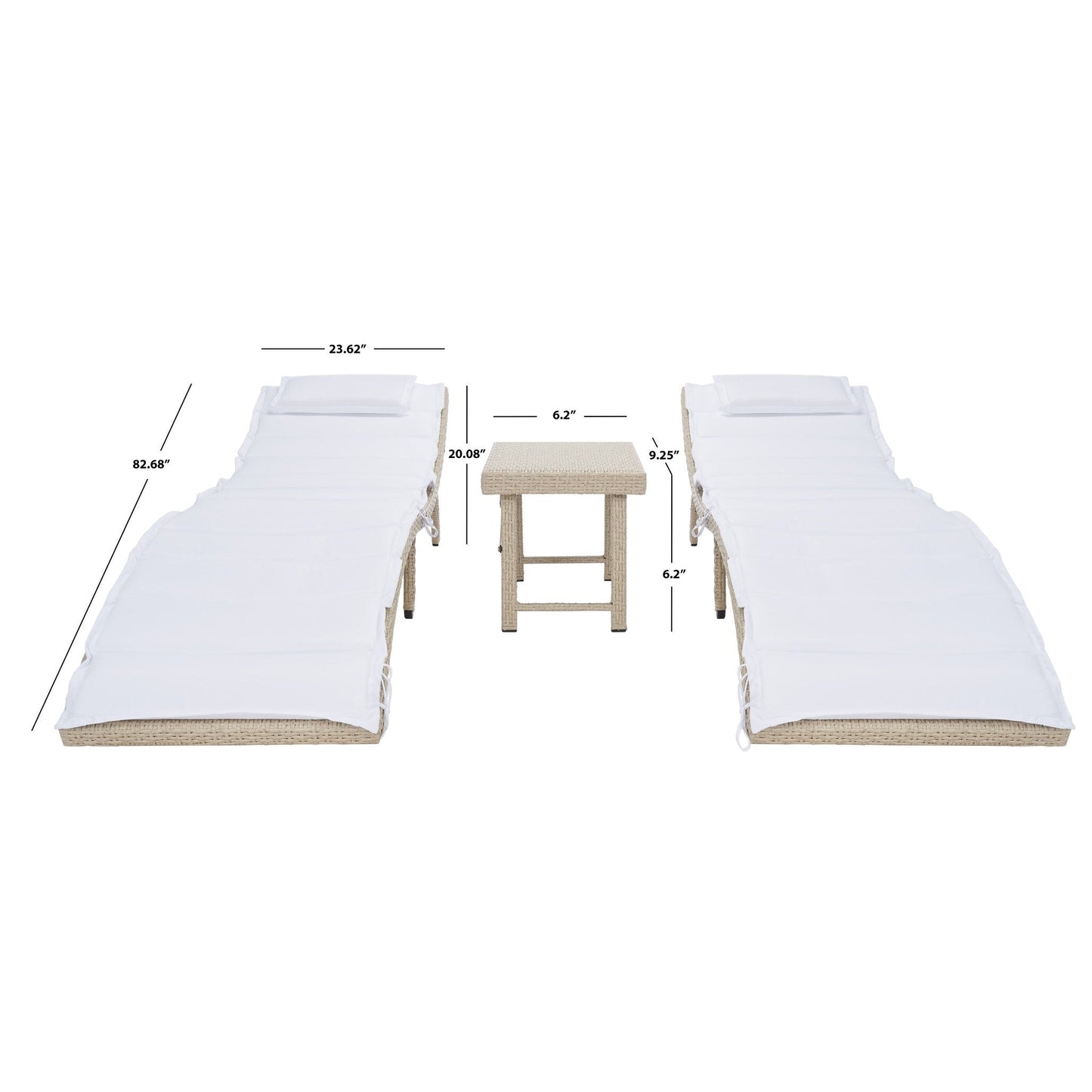 SAFAVIEH Set di lettini prendisole da esterno Blaguna da 3 pezzi - 83Lx20Px24A