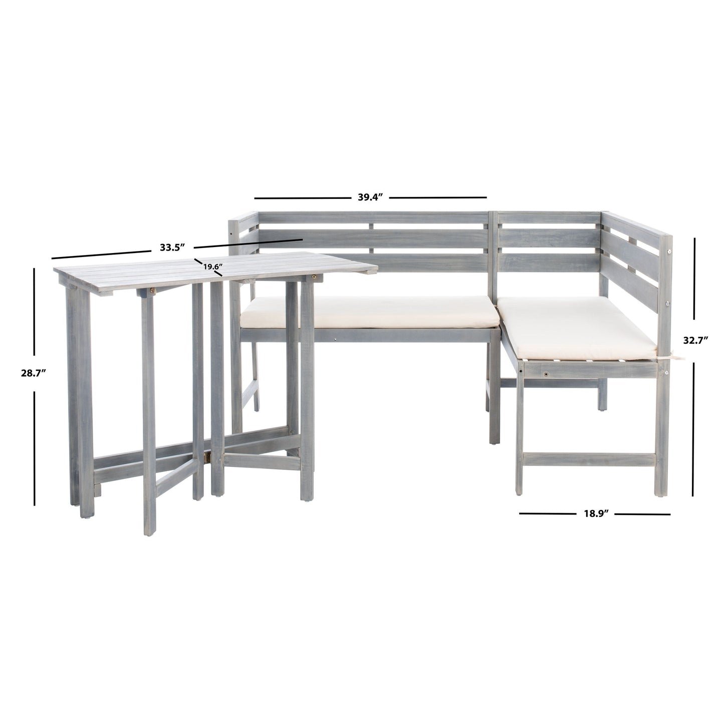 Set da salotto angolare per balcone Kenna da esterno SAFAVIEH, 3 pezzi - 39Lx19Px33A