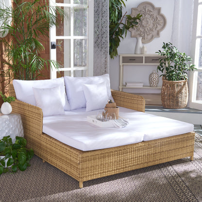 Divano letto da esterno in vimini Taniyah SAFAVIEH con cuscino e cuscini - 53L x 28P x 62A