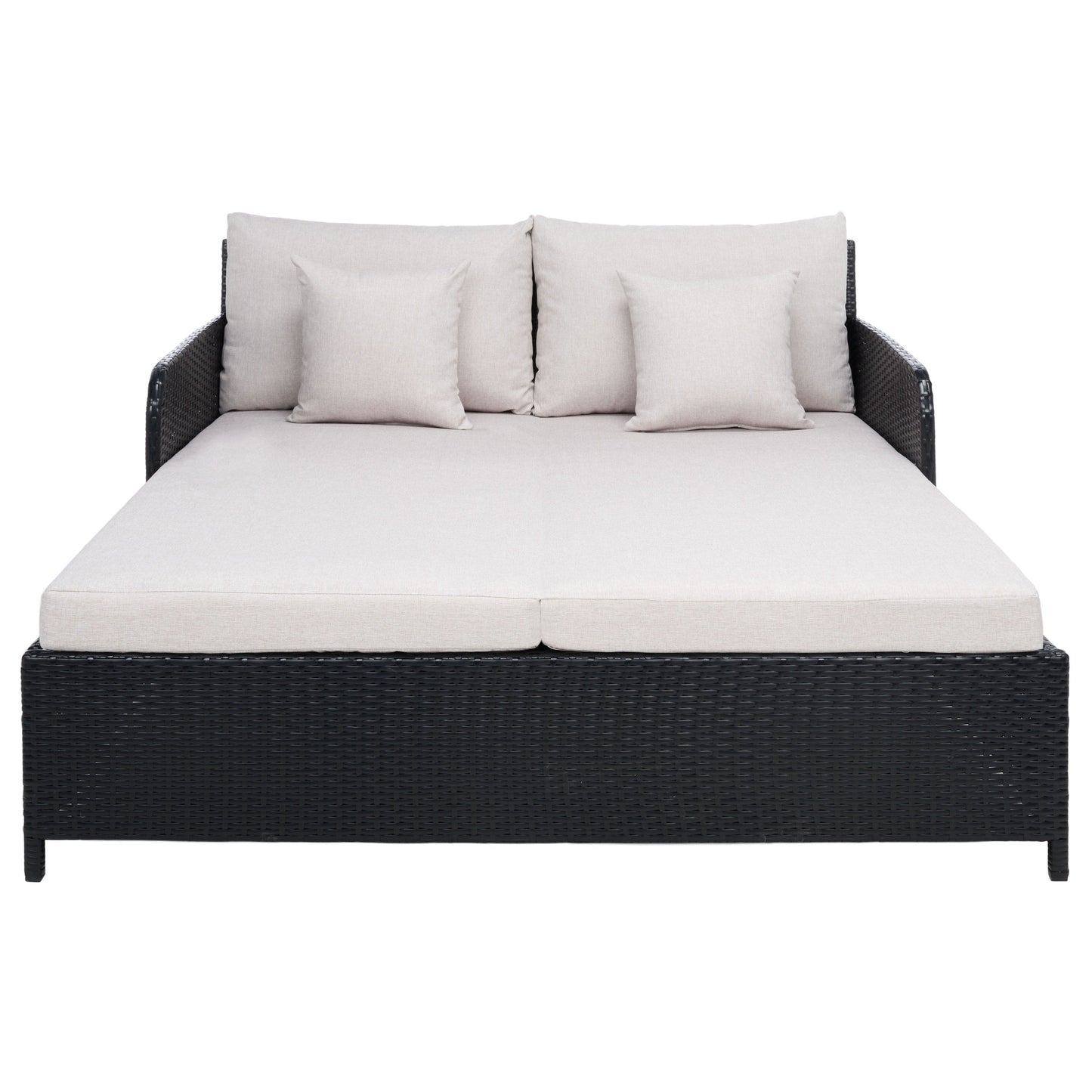 Divano letto da esterno in vimini Taniyah SAFAVIEH con cuscino e cuscini - 53L x 28P x 62A
