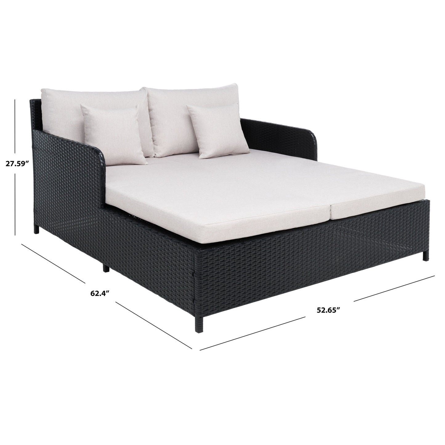 Divano letto da esterno in vimini Taniyah SAFAVIEH con cuscino e cuscini - 53L x 28P x 62A