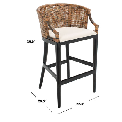 Sgabello da bar SAFAVIEH Virona Rattan da 30 pollici - 22,3 L x 20,5 L x 39 A - 22 L x 21 P x 39 A