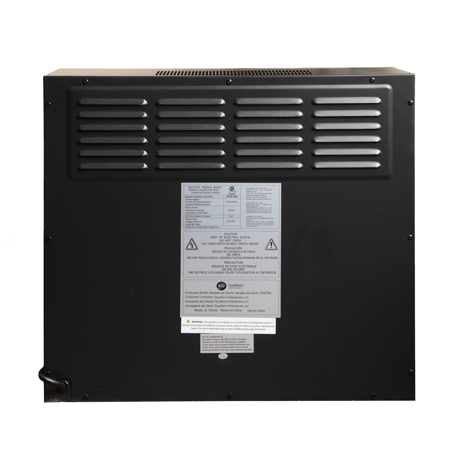 Inserto per camino elettrico SEI Furniture da 23 basi con telecomando