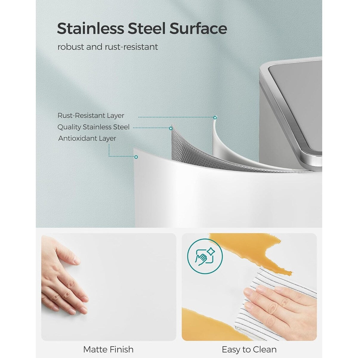 Pattumiera doppia SONGMICS, 2 bidoni della spazzatura da 8 galloni, acciaio inossidabile